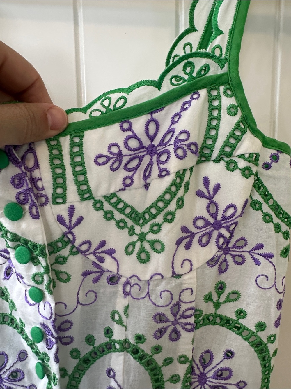 Charo Ruiz Ibiza Eyelet Purple and Green Dress Size-XS - Picture 5 of 8